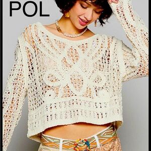 BP214-10⭐️POL pretty Cream Crochet Sweater perfect4 day2date-wear w/any …